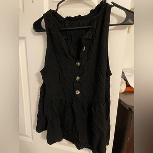 Black button peplum top